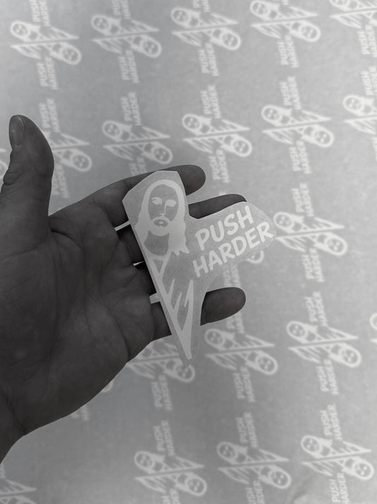 Push Harder Sticker – Jesus Aufkleber für Rennrad, Helm und Laptop